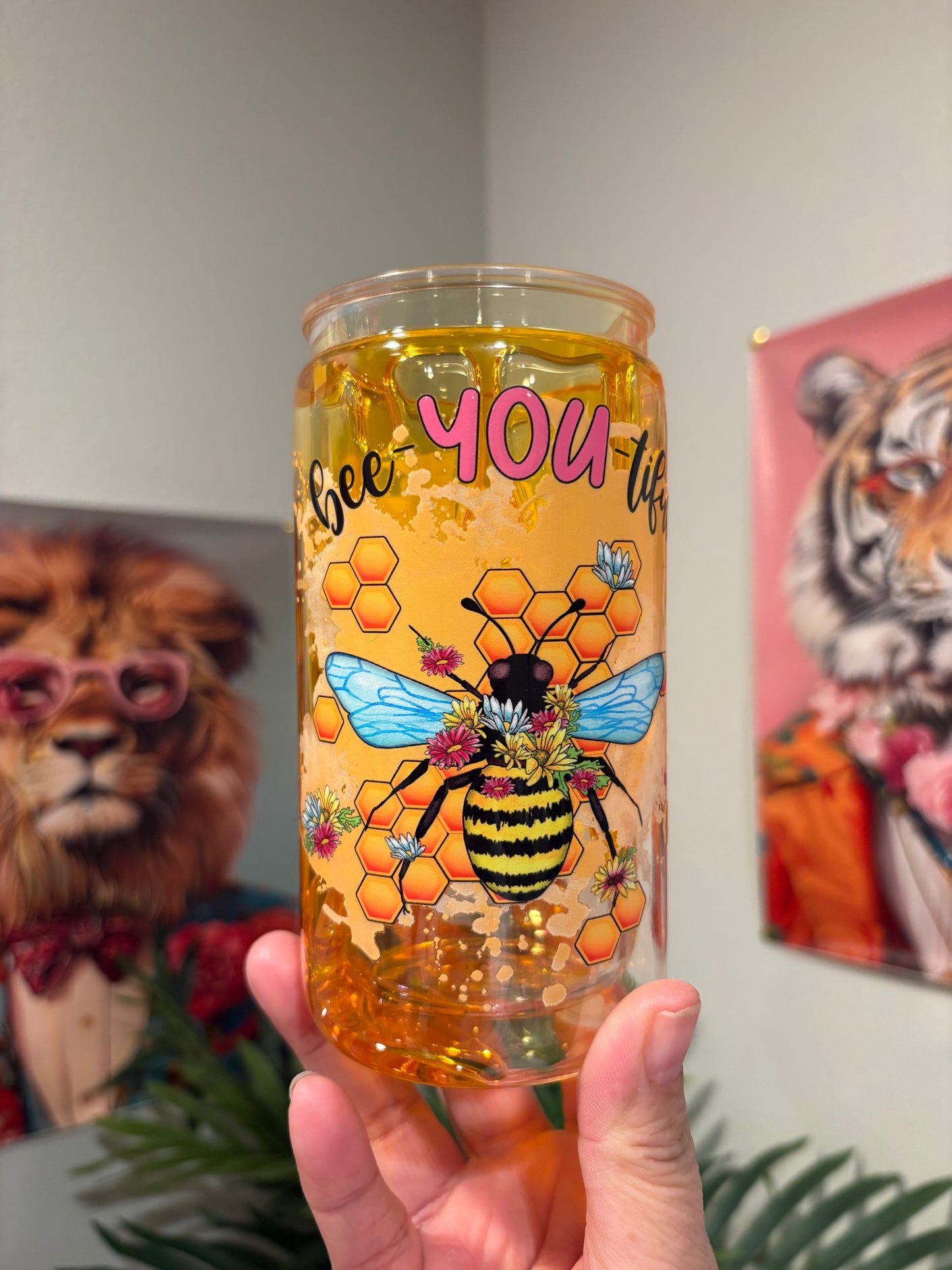 16oz acrylic Bee Honey Drip